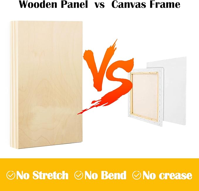 Falling in Art 2 Pack Unfinished Wooden Canvas Panels, 10x20 Gallery Birch Wood Panels Kit, 1 1/2" Deep Art Cradle Boards for Acrylic Painting, Pouring and Burning