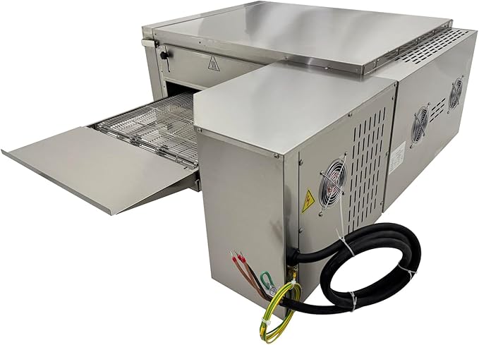 Conveyor Pizza Oven 32~572°F Commercial Conveyor Belt Hot Air Pizza Oven with 360° Circulating Fan Baking Electric Oven for Pizzerias, Cafes, and Fast-food Restaurants AC220V 3PH