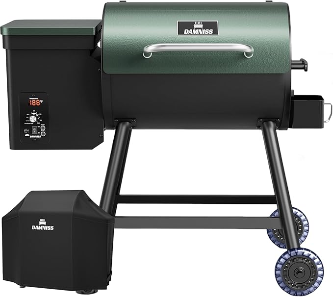 Pellet Grill Smoker Electric Pellet Smoker 8 In 1 Outdoor Grill Smoker PID Controller 500°F 450 Sq.In Cooking Area with Cover