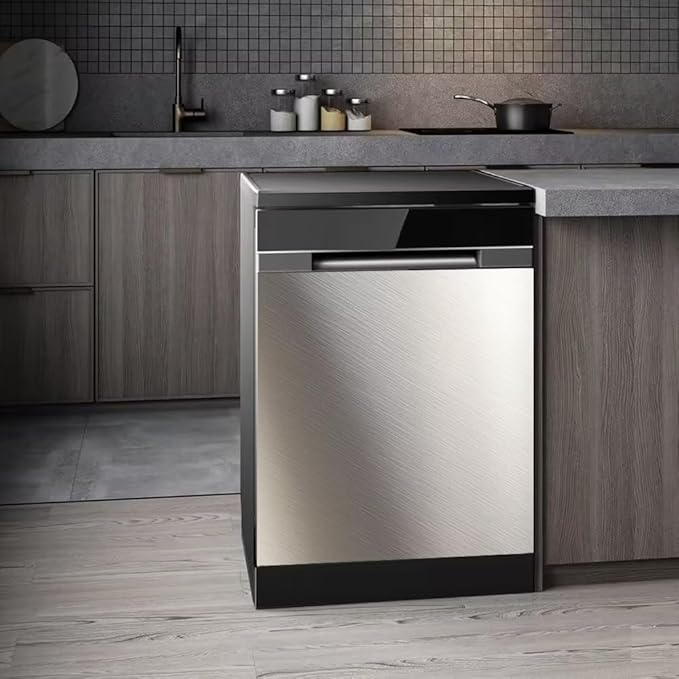 Brushed White Stainless Steel Dishwasher Magnet Cover, Magnetic Dishwasher Cover Front Door Panel Decal Kitchen Decor, Home Appliance Sticker Dishwasher Covers, 23"x 26"