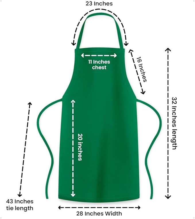 Aprons for Men - 100% Polyester Chef Apron Women with Extra Long Ties - Cooking Aprons for Women & Mens Apron