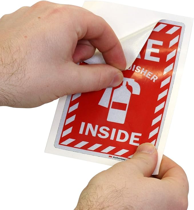 SmartSign Fire Extinguisher Inside Label | 4" x 6" Engineer Grade Reflective, Pack of 3, Made in USA
