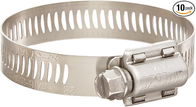 10 Pack Breeze 62044H Power Seal Clamps with Plated Screw Effective Diameter Range: 2-5/16" - 3-1/4" (59mm - 83mm)