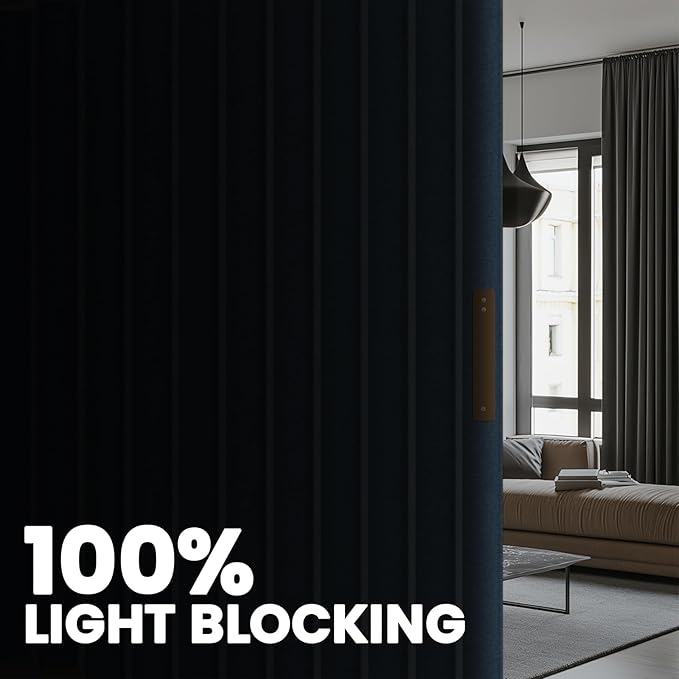 100% Blackout Privacy Room Divider Curtains Thermal Blackout Curtain for Patio Door, Include Ceiling Curtain Track, Bedroom Partition and Shared Office Space(Blue, W180 X L96, 1 Pack)
