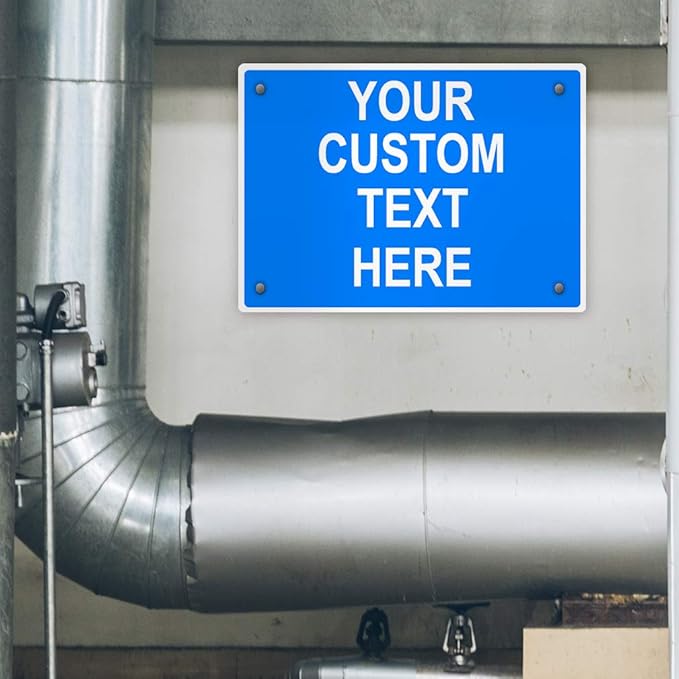 Aluminum Weatherproof Metal Sign Multiple Sizes Custom Personalized Text Here Blue White Notice Travel Horizontal Street Signs 24x18Inches