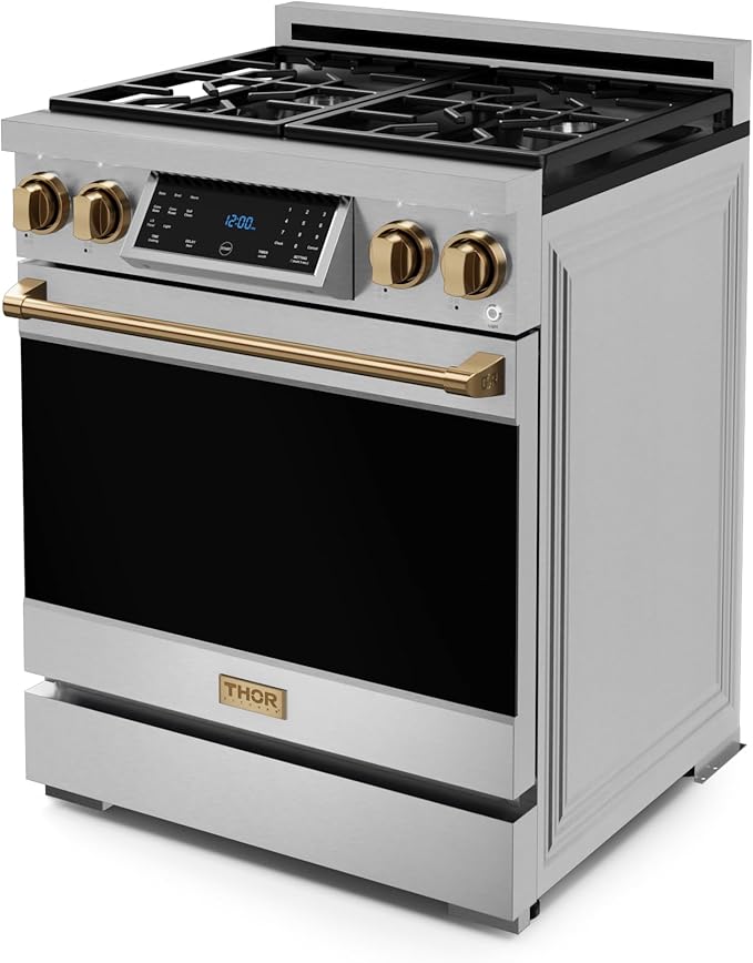 Gordon Ramsay by THOR Kitchen 30 Inch Professional Liquid Propane Range with Tilt Panel Touch Control in Stainless Steel/Bronze