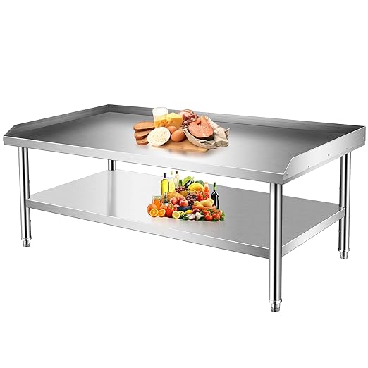 Stainless Steel Equipment Grill Stand Table With Adjustable Storage Undershelf for Hotel, Home, Restaurant Kitchen - 60x30x24"