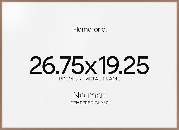 Homeforia 19.25x26.75 Mocha Puzzle Frame, High End Metal 19.25 x 26.75 Picture Frames without Mat, 26.75x19.25 Thin Poster Frame for Wall, 19.25by26.75 Puzzle Frames, Tempered Glass, Wall Kit, Set of 1