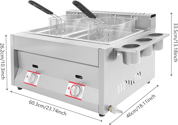Commercial Dual Tank Deep Fryer, 2 x 6.34 Qt Stainless Steel Electric Fryer with Independent Temperature Control, Fast Heating Large Capacity for Restaurant Fast Food Stall Snack Shop