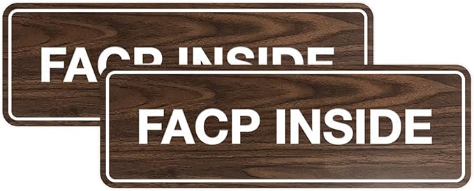 Signs ByLITA Standard FACP Inside Sign | Fire Safety Signage (Walnut) - Small 2 Pack