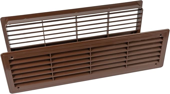 Repa Market 18" x 5" Inch (Outer Size) Pack of 2 Brown Plastic Louvered Door Vents for Interior Doors – 2 Sided Two Way Door Air Return and Intake Cover – Door Air Vent Grille Rectangular Door Vent