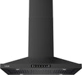 Island Range Hood 36 Inch, 390 CFM kitchen Hood with Dual-Sided Touch/Gesture Control, Ceiling Mount Kitchen Vent Hood, Convertible Ducted/Ductless, 3-Speed Fan&4 LED Lights, 3 Baffle Filters, Black