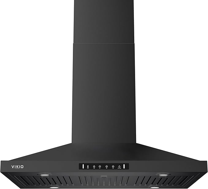 Island Range Hood 36 Inch, 390 CFM kitchen Hood with Dual-Sided Touch/Gesture Control, Ceiling Mount Kitchen Vent Hood, Convertible Ducted/Ductless, 3-Speed Fan&4 LED Lights, 3 Baffle Filters, Black
