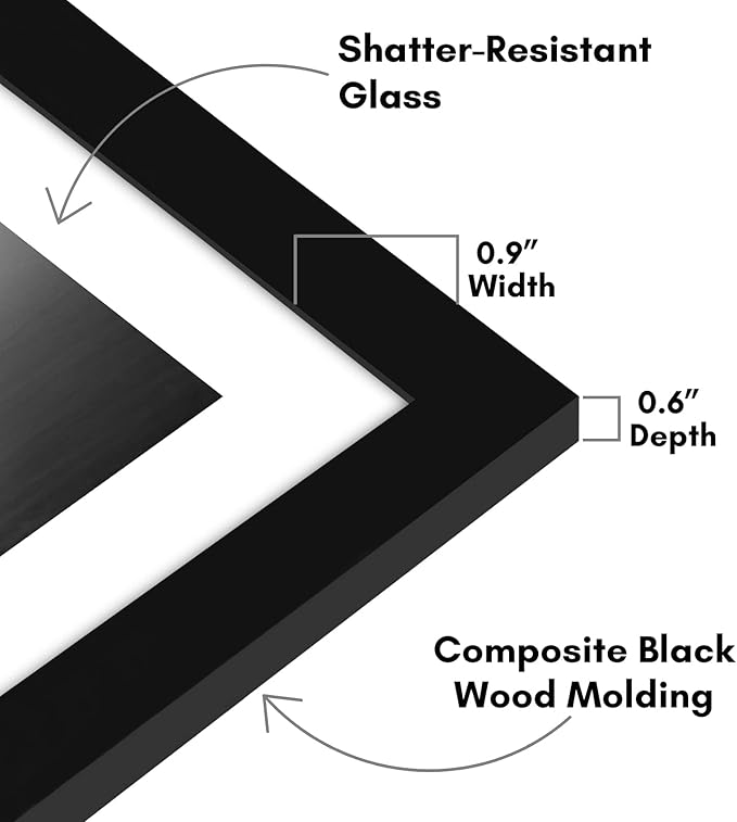 Americanflat 10x10 Picture Frame with Shatter-Resistant Glass - Use as 8x8 Frame with Mat or Display 10x10 Photo Without Mat - Signature Collection - Square Frames for Wall Display - Black