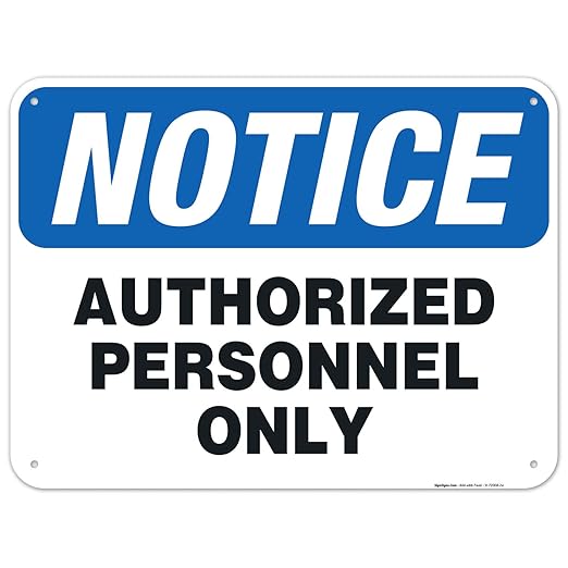 Authorized Personnel Only Sign, 18x24 Inches, 55 mil Thick HDPS (high Density polystyrene), Made in USA