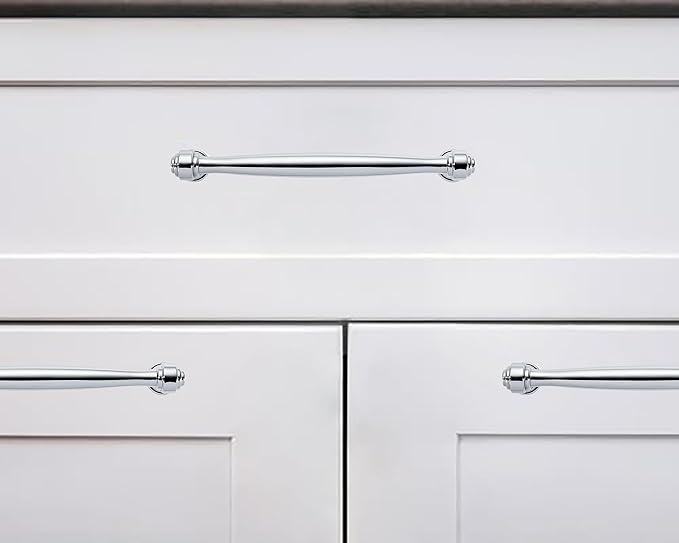 khtumeware 10 Pack 3-3/4 Inch(96mm) Vibrant Polished Chrome Cabinet pulls Kitchen Cabinet Handles Kitchen Cabinet Hardware for Cupboard Drawer Handles Dresser Pulls