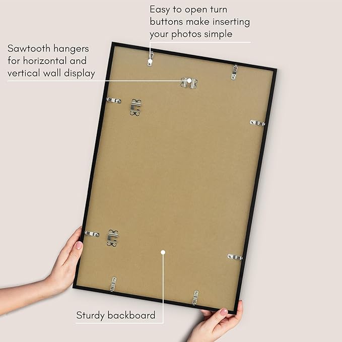 Americanflat 16x24 Poster Frame with Polished Plexiglass - Streamline Collection - Thin Border Picture Frame for Wall Display - Hanging Hardware Included - Black