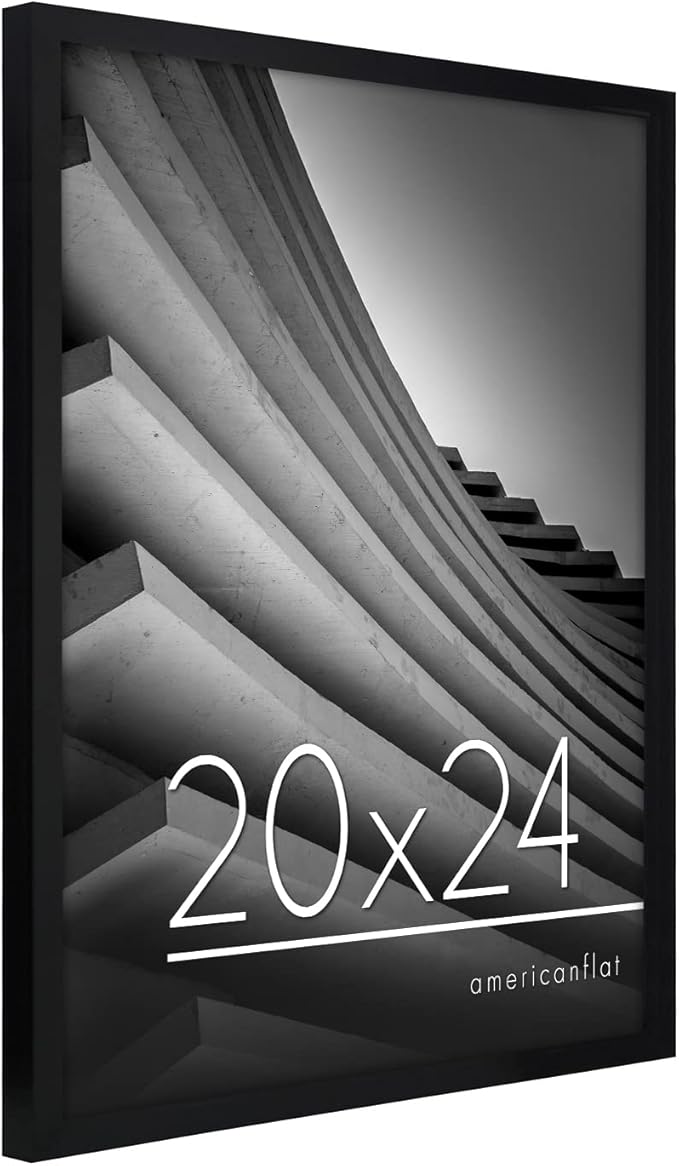 Americanflat 20x24 Picture Frame with Polished Plexiglass - Streamline Collection - Thin Border Picture Frame for Wall Display - Hanging Hardware Included - Black