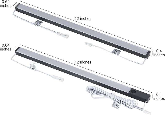 LUMILAND 6 Pcs 12-inch Led Under Cabinet Lighting Plug-in with Hand Wave, Dimmable 6000K Cold White Under Counter Lights Linkable with Memory Function for Kitchen