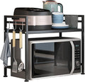 Microwave Storage Rack Microwave Oven Rack Kitchen Microwave Oven Rack Toaster Stand Kitchen Counter Shelf Expandable and Height Adjustable Steel Countertop Storage Shelf - Black/75Cm, 49.5Cm