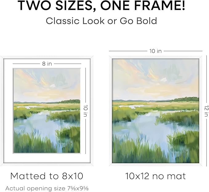 Homeforia 10x12 Picture Frame White, High End Metal 10x12 Poster Frames with Mat for 8x10, 10 x 12 White Frame Matted to 8 x 10 inch Photo, 10by12 Thin Hanging Frames, Tempered Glass, Wall Kit, Set of 1