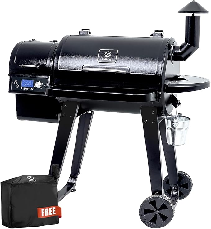 Z GRILLS ZPG-450A Wood Pellet Grill & Smoker with PID V3.0 Controller, 459 Sq in Cook Area, Meat Probe, Foldable Shelf, 8 in 1 BBQ Grill Outdoor Auto Temperature Control, Black