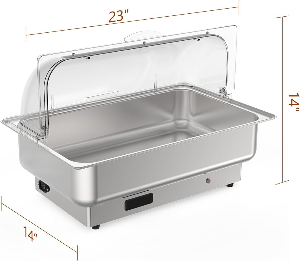 2 Pack Rectangular Chafing Dish Electric Buffet Set,2 x 4.5QT Half-Size Stainless Steel Food Servers and Warmers with Temperature Control for Catering, Wedding and Parties