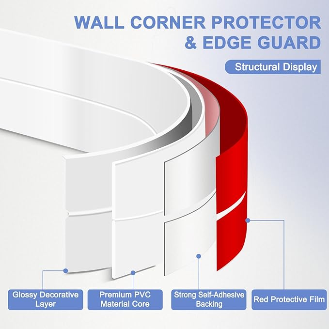 Wall Corner Protector Moulding Trim Peel and Stick Wall Corner Guards Trim Flexible Self Adhesive Edge Protector Moulding, 0.8 in x 20 Ft, White