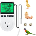 KABASI Digital Temperature Controller, Backlit LCD Screen Thermostat Heating Cooling Outlet Plug with Sensor Timer for Reptile Incubator Greenhouse Brewing Refrigerator 110V, 15A, ℉/℃