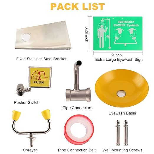 Eye Wash Station Emergency Wall-Mounted - Yeipower Portable First Aid Eyewash Station Eye Irrigation Sign
