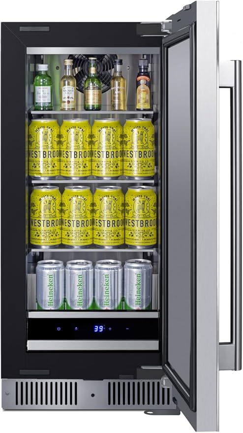 Summit 15” Refrigerator, 1.8 cu.ft. Capacity, Built-in Refrigerator Undercounter, Shallow 18” Depth, Stainless Steel- SDHR1534
