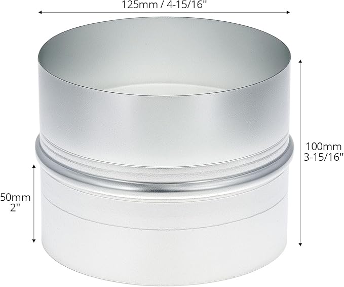 QWORK 5" Metal Duct Connector, Straight Pipe Coupler, Two-Hole Duct Connector, Round Ventilation Extension Fitting for HVAC Systems