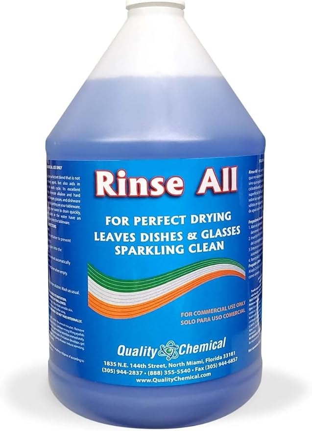 Quality Chemical Commercial Dishwashing Kit/4 Gallon Combo Pack - Dishwash (2 Pack), Rinse All (1 Pack), Chloro Guard Low Temp (1 Pack)/Food Grade Sanitizer for Restaurant Dishwasher Sanitizer