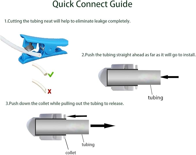 NSF Certified 1/4" O.D. Push to Connect Fittings for RO (Reverse Osmosis) Water Filter（with Shut-Off T Valve）18 pcs+30 feet 1/4" Water tubing.