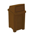 32 Gallon Square 100% Recycled Plastic Heavy Duty Indoor or Outdoor Commercial Trash Can with Push Lid | Great for Schools and Businesses - Brown Granite