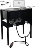 Triple Propane Deep Fryer-3 Basket Stainless Steel Cooker-Outdoor Fish Fry/Chicken-Tall Heavy Duty-Turkey Fryer Cart