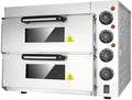 16 inches Commercial Double-Deck Oven 3KW Electric Stainless Steel Pizza Baking Oven 50℃-350℃(122℉-572℉) Independent Temperature Control 220V
