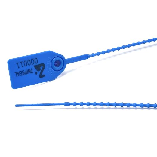 200 Blue Plastic Tamper Seals, Zip Ties Numbered for Fire Extinguishers Pull Tite Security Tags Disposable Self-Locking Safety Ties 250mm Length