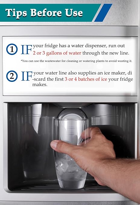 Refrigerator Ice Maker Water Line Kit - 18' Braided Stainless Steel Fridge Water Line with 1/4" Compression Fittings and Water Line Splitter