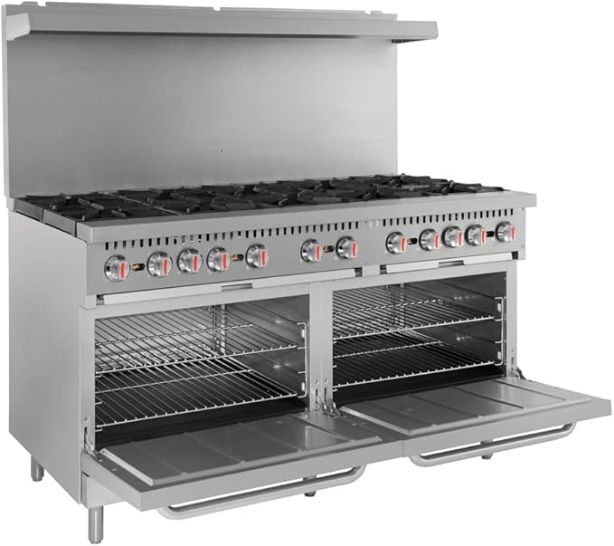 Kratos Commercial Gas Range and Oven - 10 Burners and 2 Full Sized Ovens, Gas Powered, 360,000 Total BTU Output, 60" W (29Y-045-NAT)