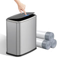 2.1 Gallon Bathroom Trash Can with Lid Press Top, 8 Liter Stainless Steel Garbage Can with Press Type Lid, Slim Trash Bin Waste Basket for Toilet, Office, Bedroom, Living Room (Silver)