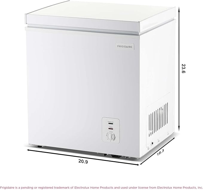 Frigidaire Chest Deep Freezer, 2.0 Cu. Ft. Capacity, Adjustable Thermostat-Removable Vinyl Coated Wire Basket-Easy Defrost Drain- Garage Ready- Pearl White