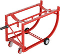 55 Gallon Drum Cradle, 600 lbs Capacity Steel Drum Dolly with Wheels, Drum Rack with Retractable Dump Bar, Movable Drum Handling Cradle for Factory, Workshop, Garage, Warehouse, Red