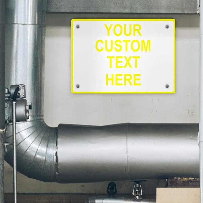 Aluminum Weatherproof Metal Sign Multiple Sizes Custom Personalized Text Here White Yellow Caution Horizontal Street Signs 24x18Inches