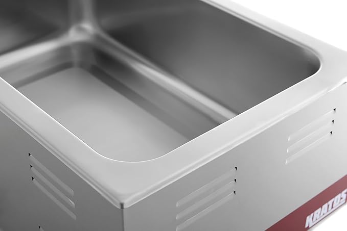 Kratos Commercial Electric Countertop Food Warmer | Portable Steam Table Food Warmer | 120V, 1200 Watts, Stainless Steel | Fits 12" x 20" Food Pans (28W-168)