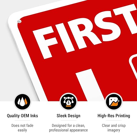 First Aid Kit Sign, (SI-1040) 10x14 Inches, 55 mil Thick HDPS (high Density polystyrene), Made in USA