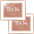Homeforia 11x14 Diploma Frame Rose Gold, High End Metal 11 x 14 Certificate Frames with Mat 8.5x11, 14x11 Document Frame Matted to 8.5 x 11, Award Graduation Frames, Tempered Glass, Wall Kit, Set of 2