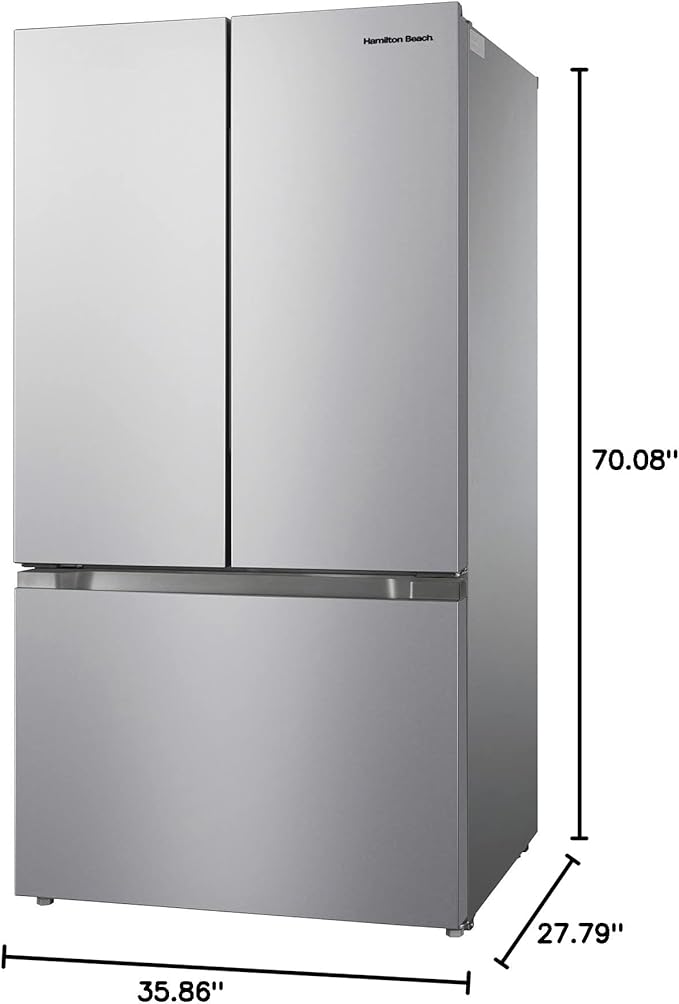 Hamilton Beach HBF2067 French Door Full Size Refrigerator with Freezer Drawer, 20.3 cu ft, Stainless Steel