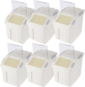 EonTone Pack-6 Commercial Flour Storage Container 25 Liters (30 Lb‎) with Lockable Lid Wheels and Measuring Cup BPA-Free Food Dispenser