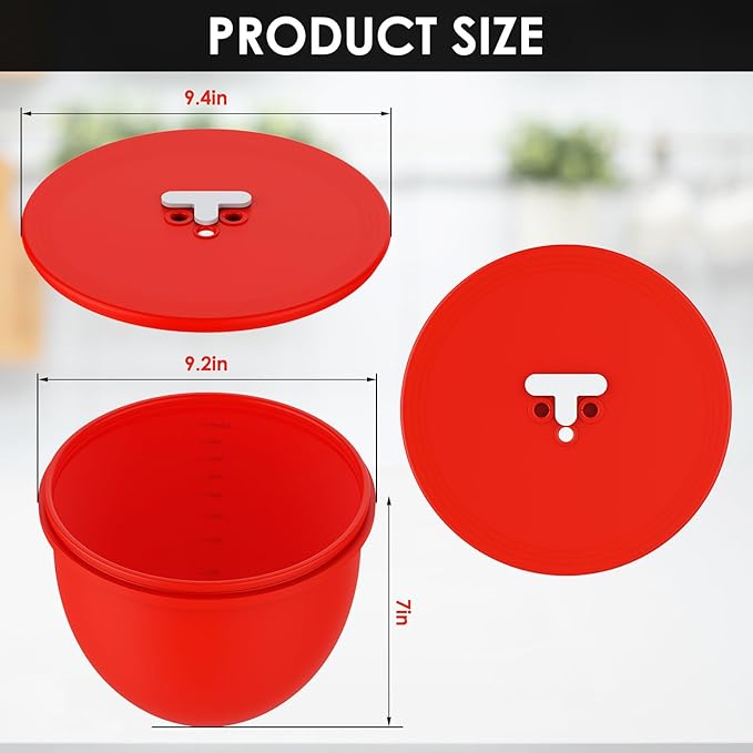 Omoiyari Premium 3-Pack Silicone Bowl Liners with Lids for KitchenAid 5-Qt Tilt-Head (Only), 2mm Extra-Thick Silicone, Odour-Free,Heat-Resistant,Air Valves for Dough Proofing,Dishwasher Safe, BPA Free